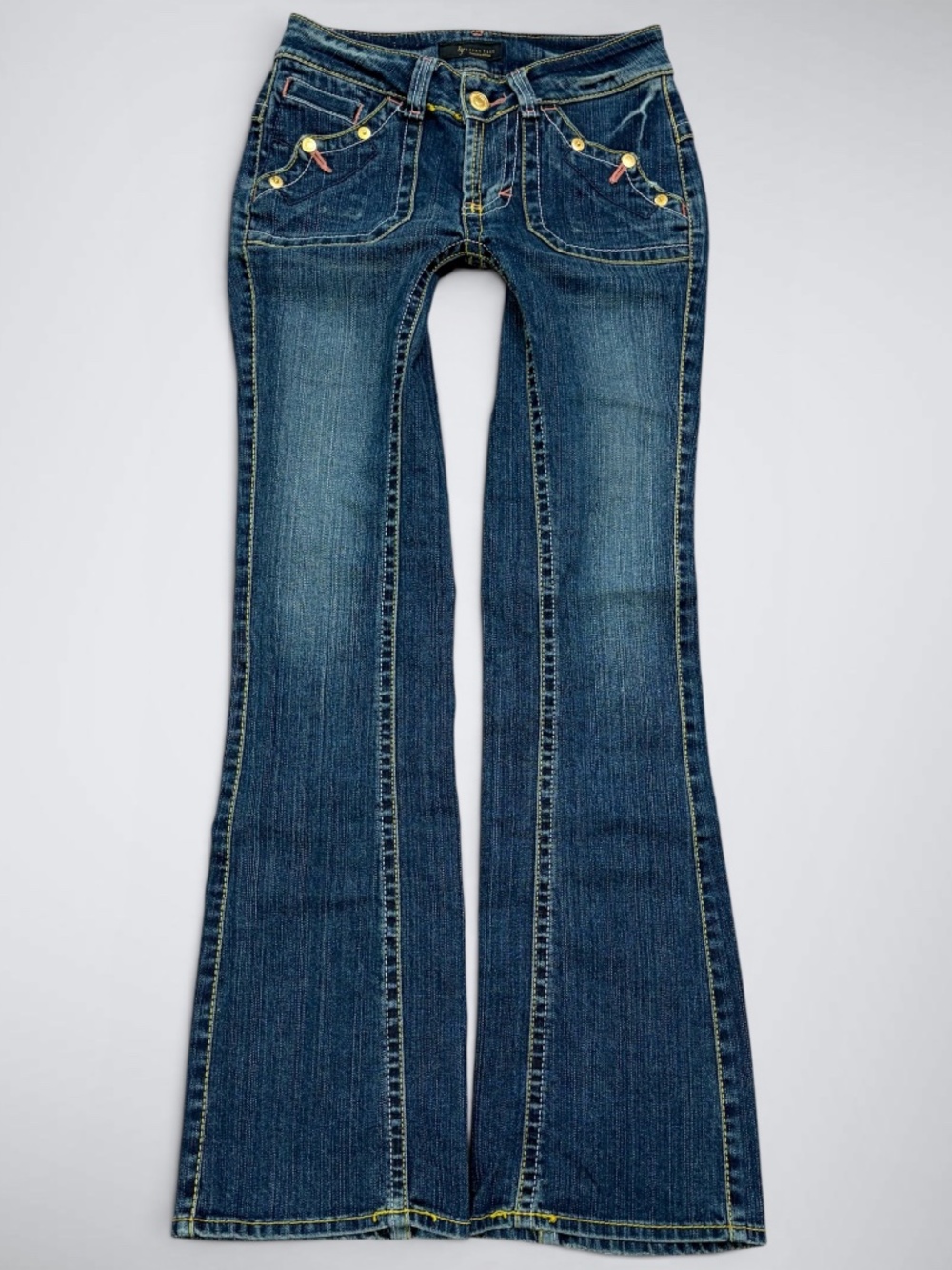 VTG Japanese Archival Happy Face Bobson Low Rise Flare Jeans | Multi-pocket